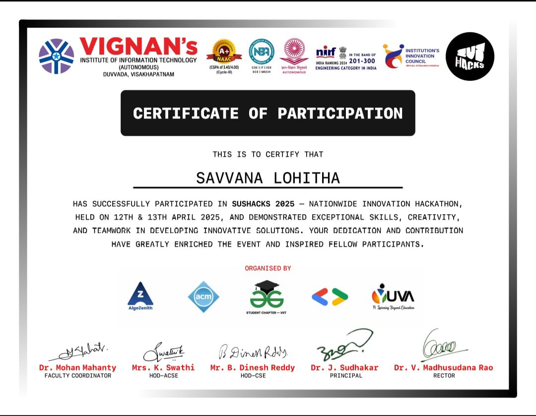 Sushacks Hackathon Achievement