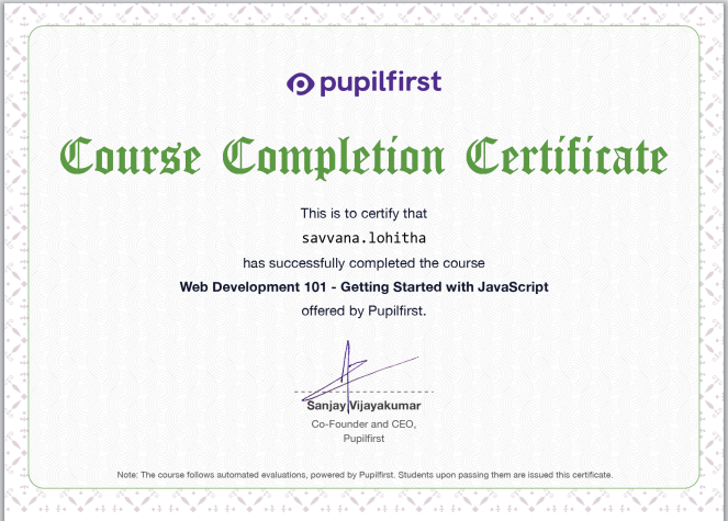 Web Development Certificate